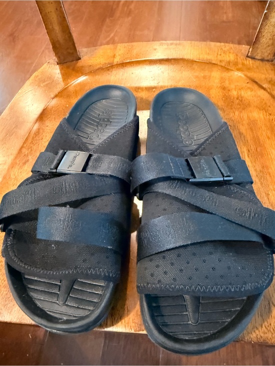 People Other - Reebok Black Cross-Strap Slide Sandals